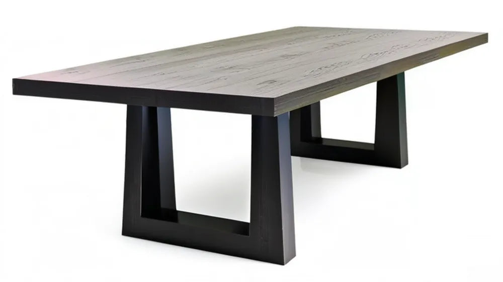 Prostokątny stół do jadalni 160 x 90 x 75 cm, blat MDF w dekorze szarego dębu, czarne stalowe nogi
