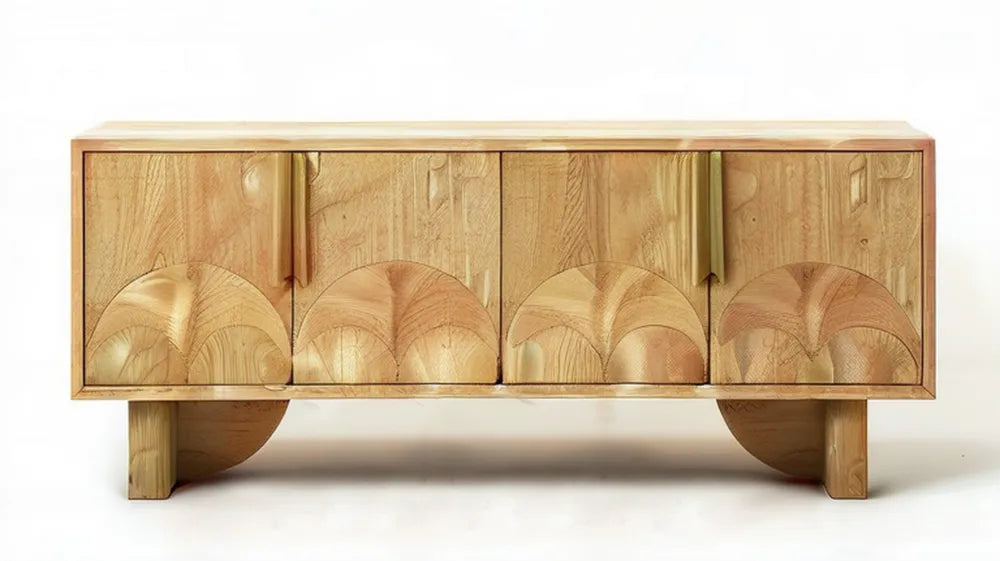 Czterodrzwiowy kredens z litego drewna dębowego, naturalny dąb, 160 × 45 × 80 cm
