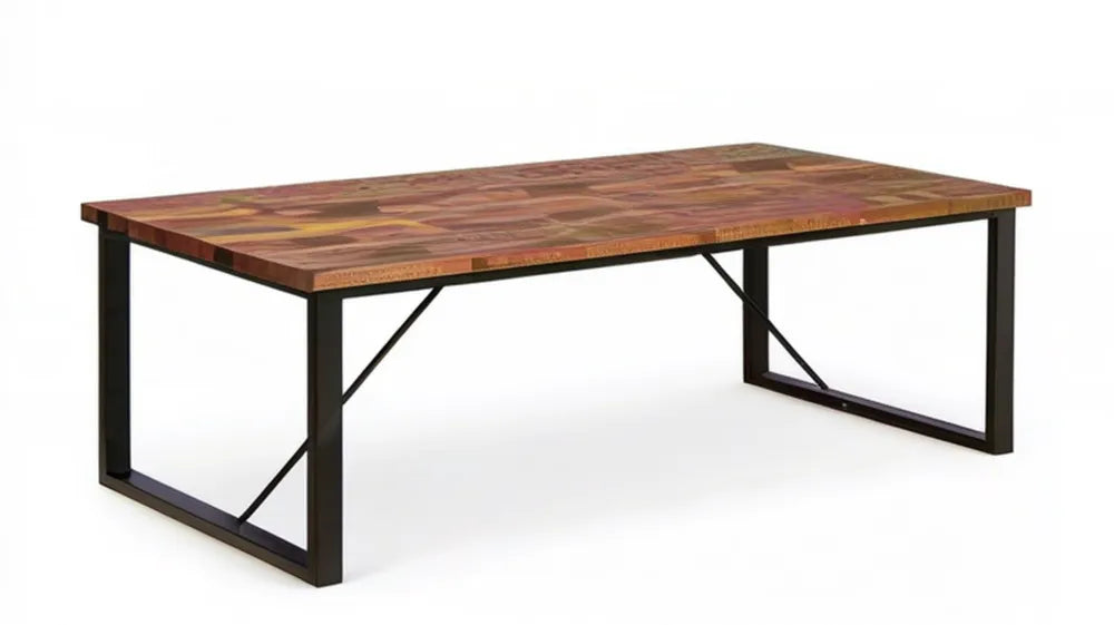 Prostokątny stół z litego drewna z odzysku brązowo-czarny 180 x 90 x 76 cm