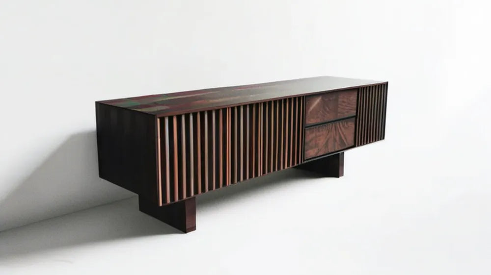 Kredens z fornirem orzechowym ciemny orzech/czarny 180 x 40 x 70 cm