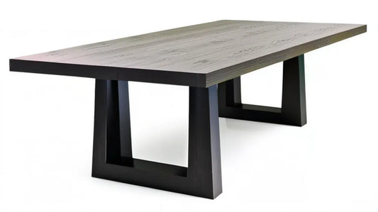 Prostokątny stół do jadalni 160 x 90 x 75 cm, blat MDF w dekorze szarego dębu, czarne stalowe nogi