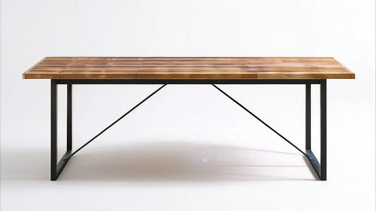 Prostokątny stół jadalniany z litego drewna akacjowego i czarnej stali 180 x 90 x 75 cm