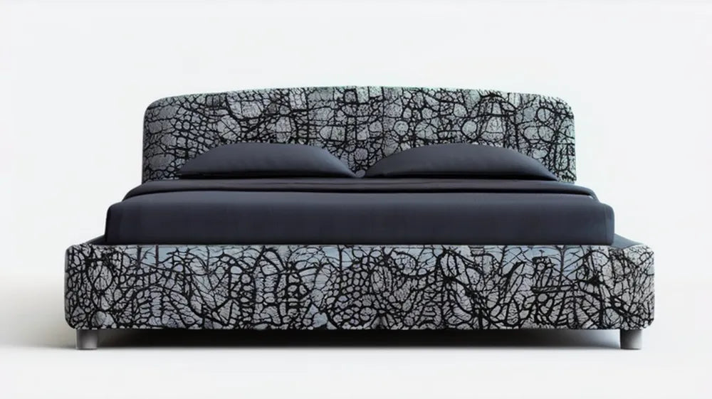 Łóżko tapicerowane dwuosobowe czarno-szare z wysokim zagłówkiem 160 x 200 cm, 180 x 218 x 112 cm