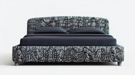 Łóżko tapicerowane dwuosobowe czarno-szare z wysokim zagłówkiem 160 x 200 cm, 180 x 218 x 112 cm