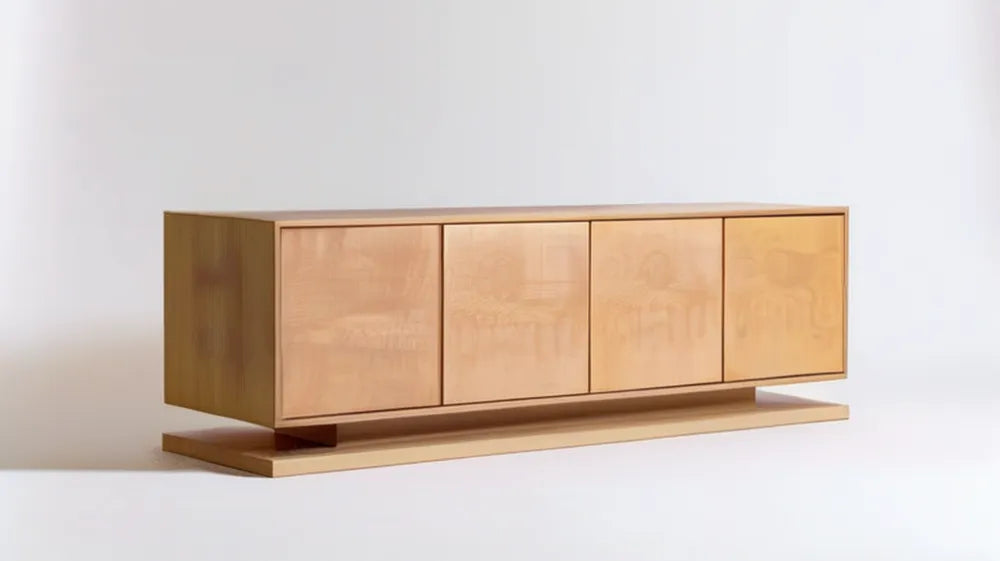Kredens z 4 drzwiami z płyty MDF fornirowanej naturalnym dębem, 180 × 45 × 75 cm